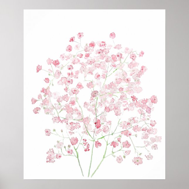Hellrosa Baby Breath Bouquet gipophila Wassercol Poster (Vorne)