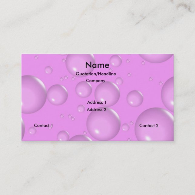 Hellrosa Blasen Visitenkarte (Vorderseite)