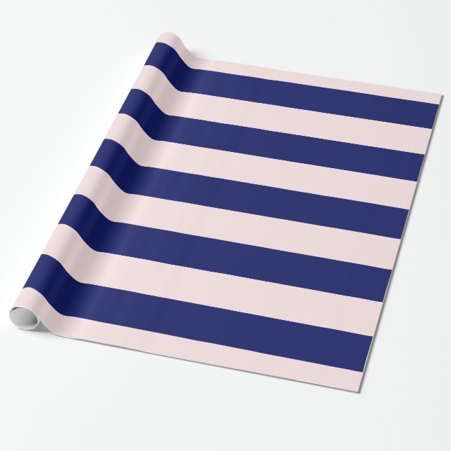 Hellrosa, blaue XL Streifen Muster V Geschenkpapier (Ungerollt)
