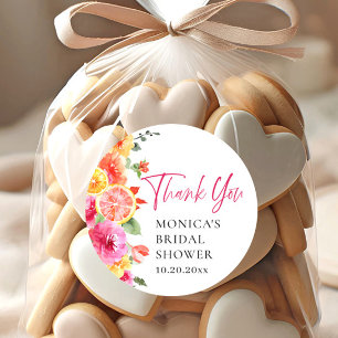 Hellrosa Blume Citrus Slice Brautparty Runder Aufkleber