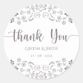 Hellrosa Blumendesign Elegante Hochzeit Runder Aufkleber