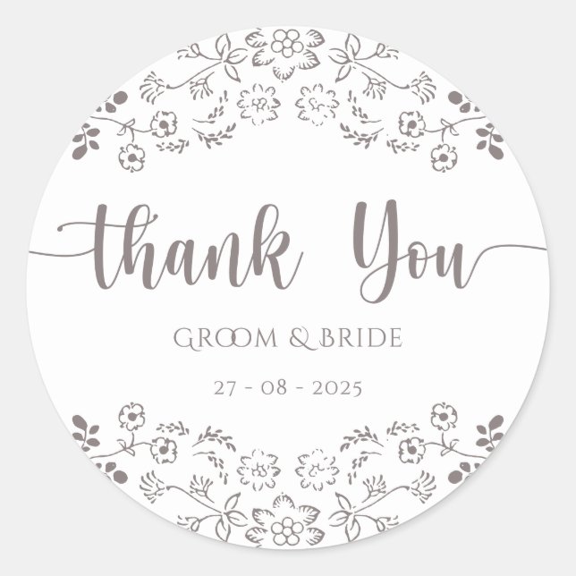 Hellrosa Blumendesign Elegante Hochzeit Runder Aufkleber (Vorderseite)