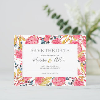 Hellrosa Blumenmuster Save The Date