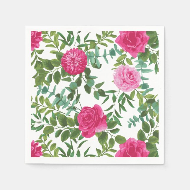 Hellrosa Blumenpapier Napkins Serviette (Vorderseite)