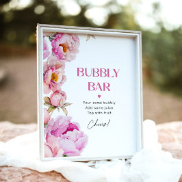Hellrosa Blumenperle Bridal Bubbly Bar Poster