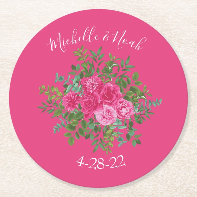 Hellrosa Blumenzehen Runder Pappuntersetzer (Vorderseite)