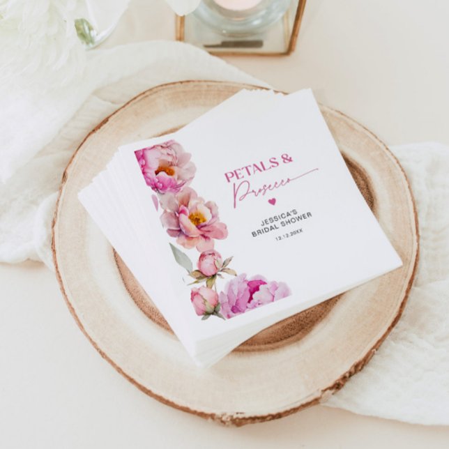 Hellrosa Blütenblätter und Bräute der Prosecco Serviette (Von Creator hochgeladen)