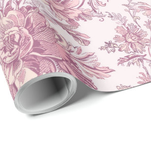 Hellrosa Chinoiserie-Decoupage Geschenkpapier