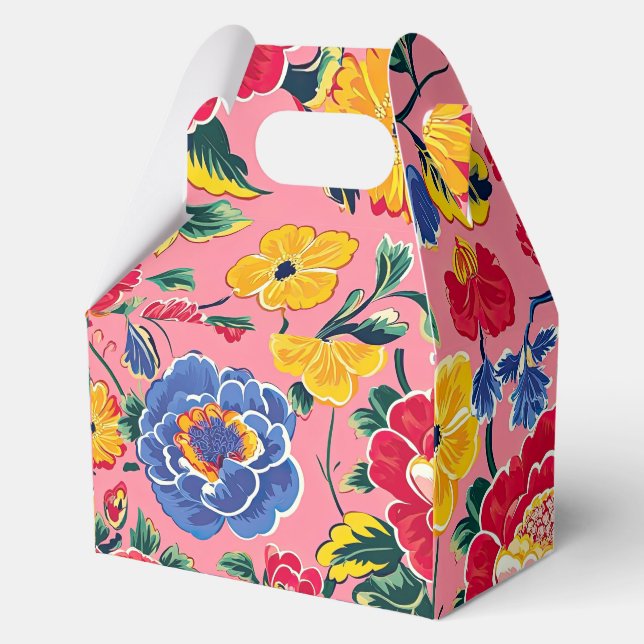Hellrosa Chinoiserie Floral Geschenkschachtel (Rückseite)