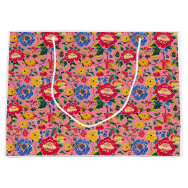 Hellrosa Chinoiserie Floral Große Geschenktüte