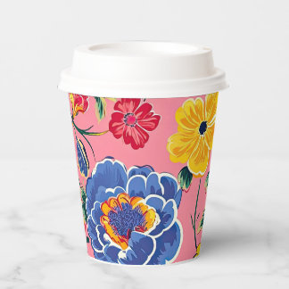 Hellrosa Chinoiserie Floral Pappbecher