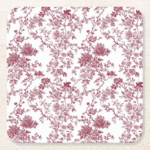 Hellrosa Chinoiserie-Reben-Toile-Gartenparty-Papie Rechteckiger Pappuntersetzer