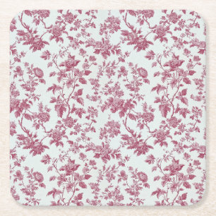 Hellrosa Chinoiserie-Reben-Toile-Gartenparty-Papie Rechteckiger Pappuntersetzer