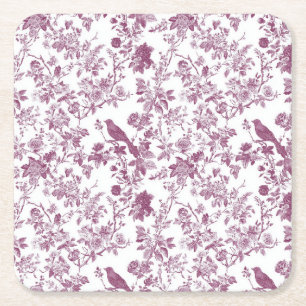 Hellrosa Chinoiserie-Reben-Toile-Gartenparty-Papie Rechteckiger Pappuntersetzer