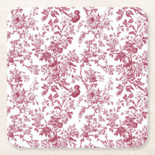 Hellrosa Chinoiserie-Reben-Toile-Gartenparty-Papie Rechteckiger Pappuntersetzer