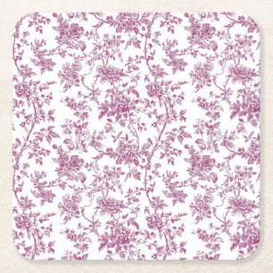 Hellrosa Chinoiserie-Reben-Toile-Gartenparty-Papie Rechteckiger Pappuntersetzer