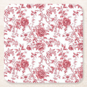 Hellrosa Chinoiserie-Reben-Toile-Gartenparty-Papie Rechteckiger Pappuntersetzer