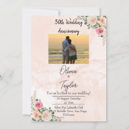 Hellrosa Creme florale Hochzeit Jahrestag Einladung