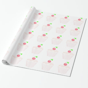 Hellrosa Cupcake mit Kirsche obendrauf Geschenkpapier