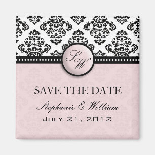 Hellrosa Damast, der Save the Date Magneten Magnet