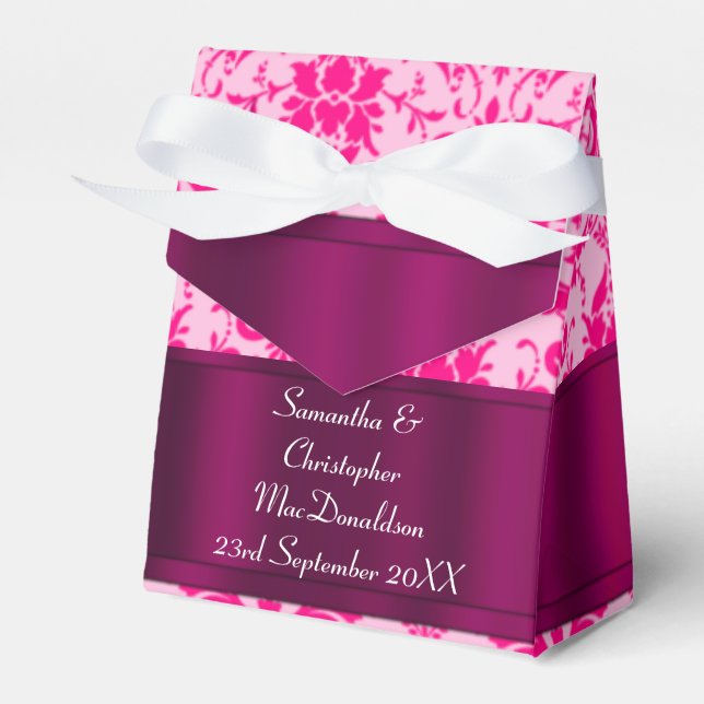 Hellrosa Damastenhochzeit Geschenkschachtel (Vorderseite)
