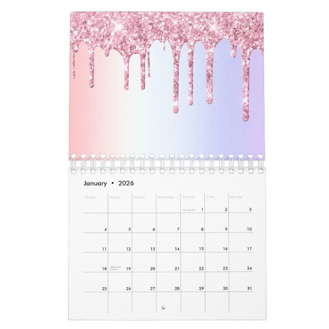 Hellrosa Drilling Unicorn Rainbow Pastel Shades Kalender (Jan 2026)