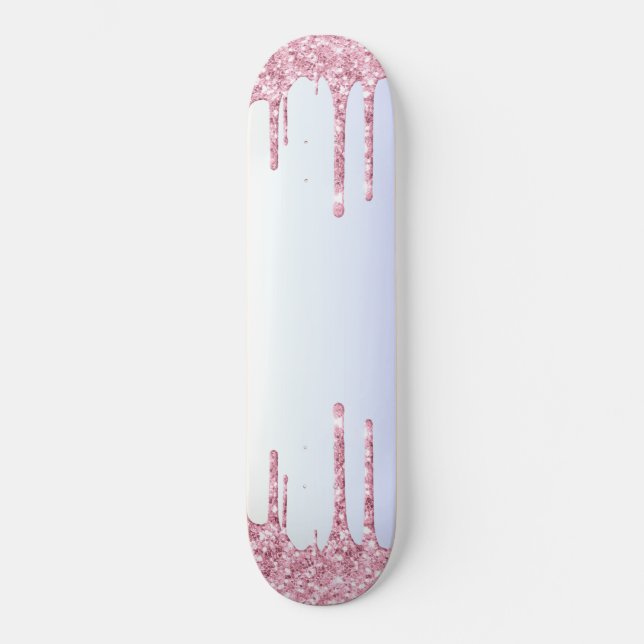 Hellrosa Drilling Unicorn Rainbow Pastel Shades Skateboard (Vorderseite)