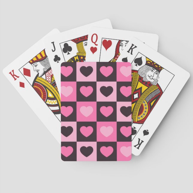 Hellrosa dunkelrosa, dunkelbordeauxfarben Schachte Spielkarten (Rückseite)