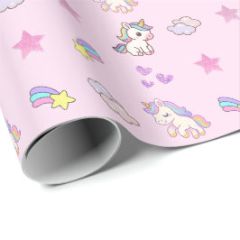 Hellrosa Einhorn-Geburtstag Geschenkpapier