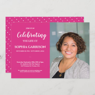 Hellrosa Feier des Lebens mit Foto Beerdigung Einladung