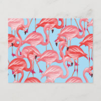 Hellrosa Flamingos auf Blau 2