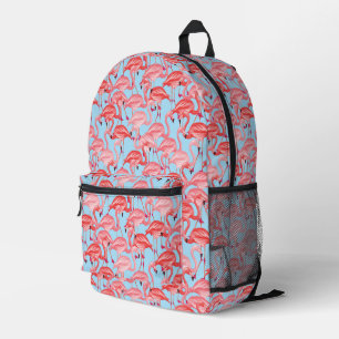 Hellrosa Flamingos auf blau Bedruckter Rucksack