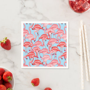 Hellrosa Flamingos auf blau Serviette