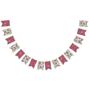 Hellrosa Floral Hochzeitsflaggen Wimpelkette
