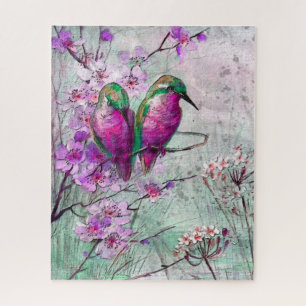Hellrosa Floral Hummingbirds Puzzle