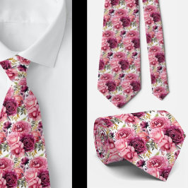 Hellrosa Floral Watercolor Neck Tie Krawatte