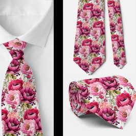 Hellrosa Floral Watercolor Neck Tie Krawatte