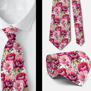 Hellrosa Floral Watercolor Neck Tie Krawatte