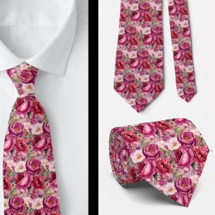 Hellrosa Floral Watercolor Neck Tie Krawatte
