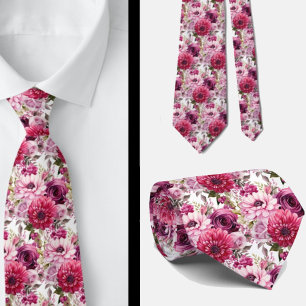 Hellrosa Floral Watercolor Neck Tie Krawatte