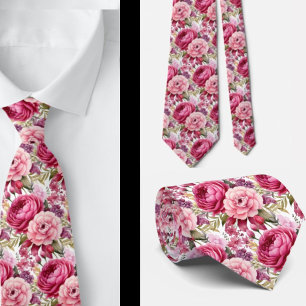 Hellrosa Floral Watercolor Neck Tie Krawatte