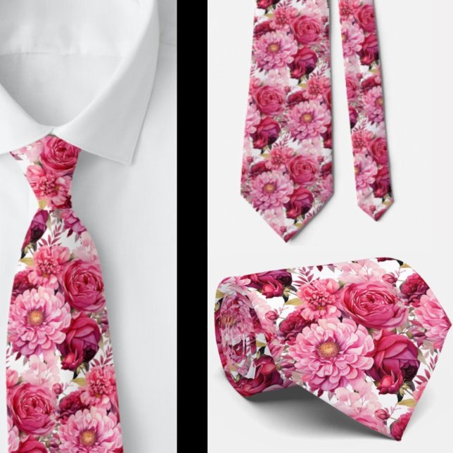 Hellrosa Floral Watercolor Neck Tie Krawatte (Von Creator hochgeladen)