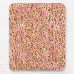 Hellrosa Fohlen & Goldene Glam Glitzer Tiger Strei Mousepad