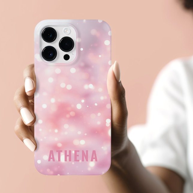 Hellrosa funkelnder Glitzer mit dem Namen trendy Case-Mate iPhone Hülle (Light pink sparkling glitter bokeh name trendy Case-Mate iPhone case)
