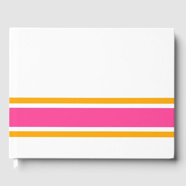 Hellrosa gelbe Kante, Streifen auf weißem Grund Gästebuch (Vorderseite)