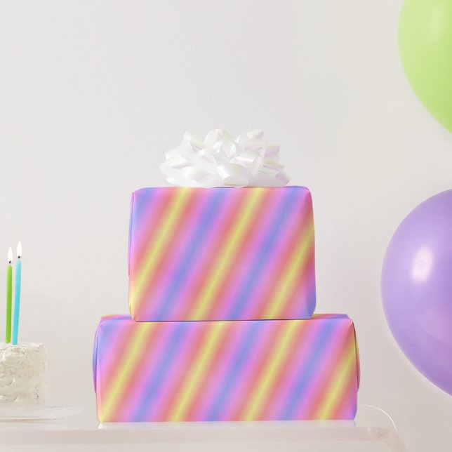 Hellrosa, gelbe und Lila Streifen Geschenkpapier (Partygeschenke)
