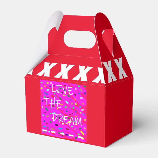 Hellrosa, gemustert mit einem Rand oben Geschenkschachtel (Vorderseite)