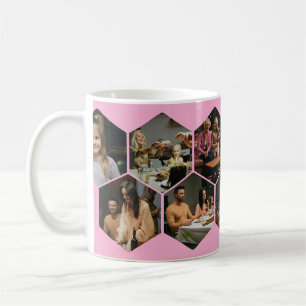 Hellrosa geometrische Sechseck-Foto-Collage Kaffeetasse