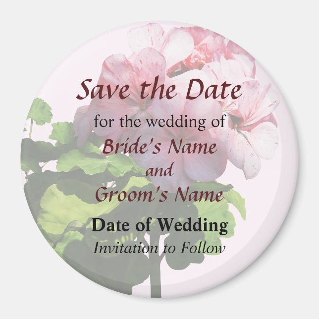 Hellrosa Geranium Save-the-Date Magnet (Vorne)