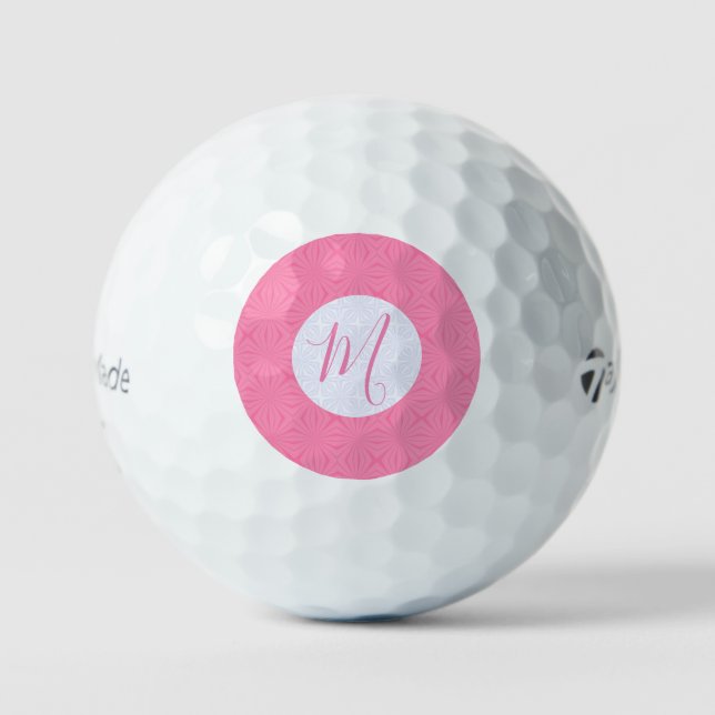 Hellrosa gewellte Quadrate Golfball (Vorderseite)